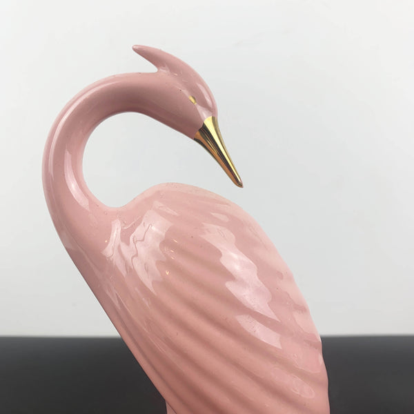 Art deco style pink heron figurine