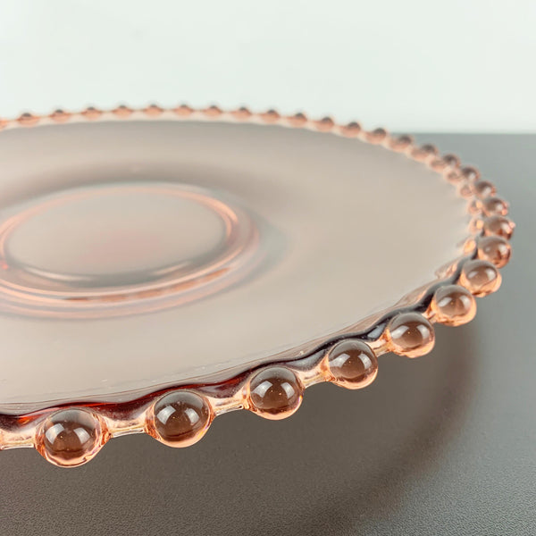 Josef Inwald large round pink glass platter with bubble rim