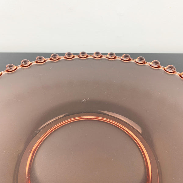 Josef Inwald large round pink glass platter with bubble rim