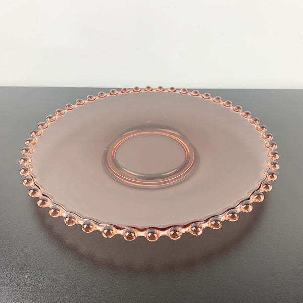 Josef Inwald large round pink glass platter with bubble rim