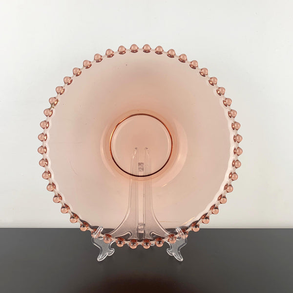 Josef Inwald large round pink glass platter with bubble rim