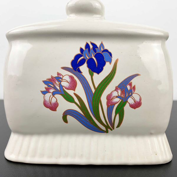 Iris floral ceramic napkin holder