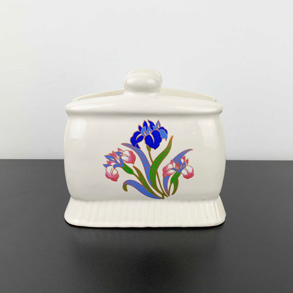 Iris floral ceramic napkin holder