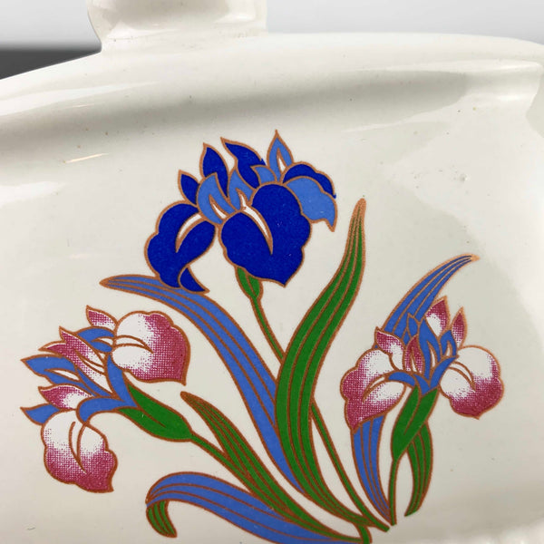 Iris floral ceramic napkin holder