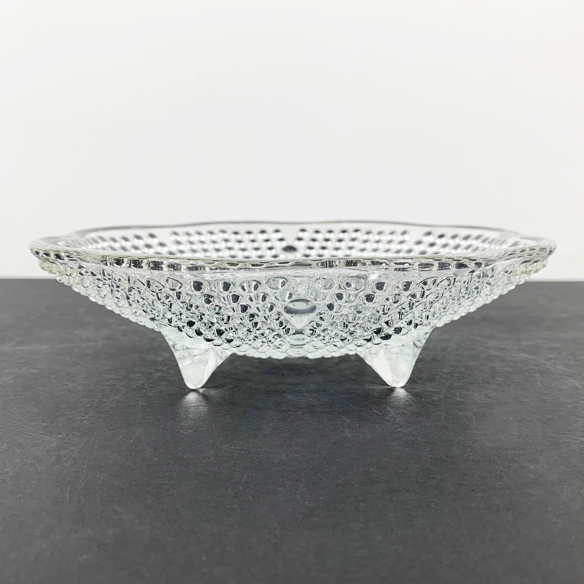 Hazel-Atlas hobnail footed trinket dish