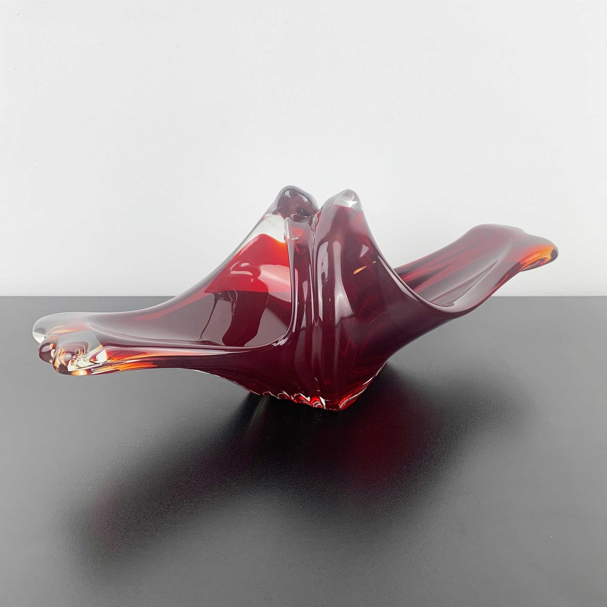 Koshida (of Japan) Rare Art Glass Centrepiece Bowl in Cherry Red