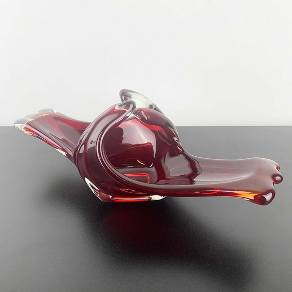 Koshida (of Japan) Rare Art Glass Centrepiece Bowl in Cherry Red