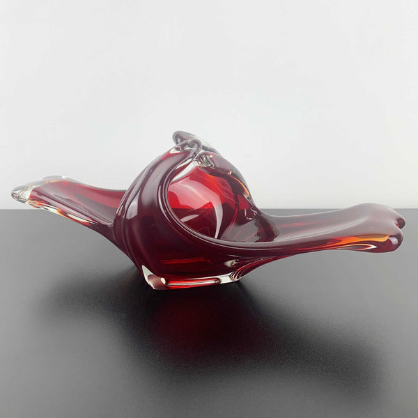 Koshida (of Japan) Rare Art Glass Centrepiece Bowl in Cherry Red