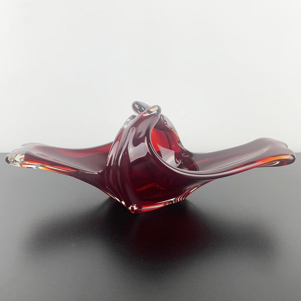 Koshida (of Japan) Rare Art Glass Centrepiece Bowl in Cherry Red