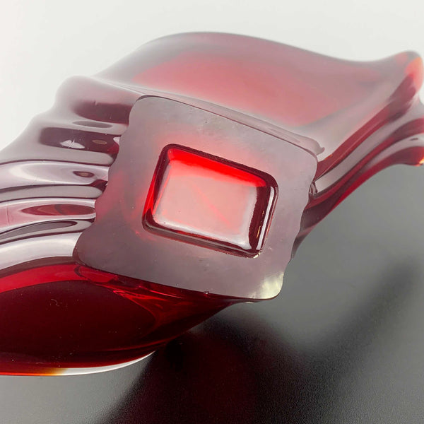 Koshida (of Japan) Rare Art Glass Centrepiece Bowl in Cherry Red