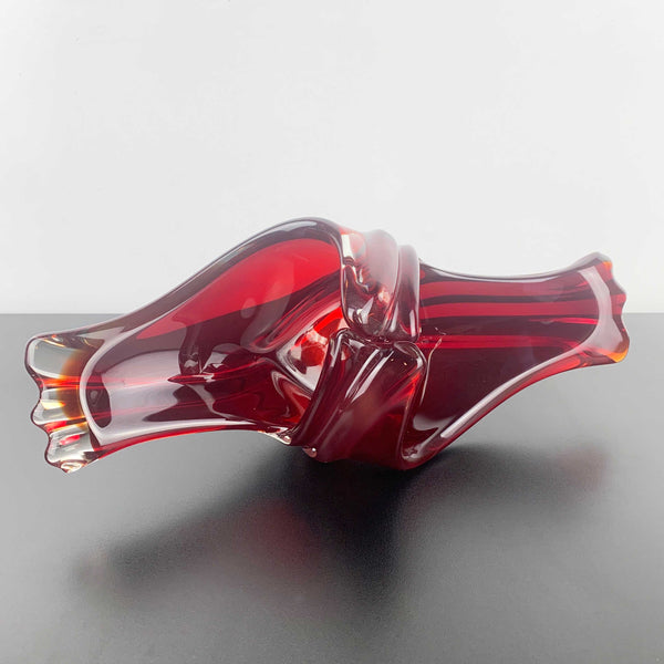 Koshida (of Japan) Rare Art Glass Centrepiece Bowl in Cherry Red