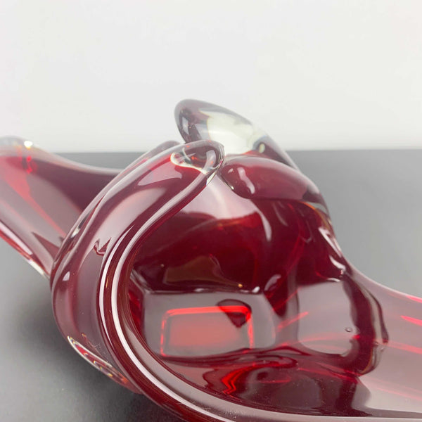 Koshida (of Japan) Rare Art Glass Centrepiece Bowl in Cherry Red