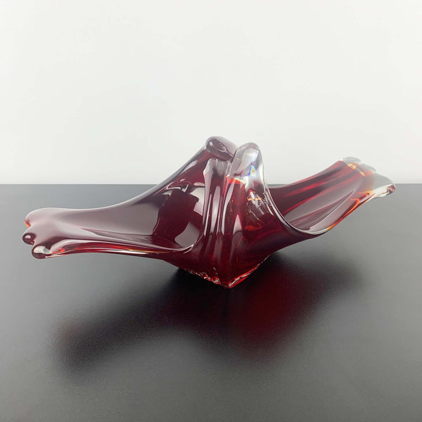 Koshida (of Japan) Rare Art Glass Centrepiece Bowl in Cherry Red