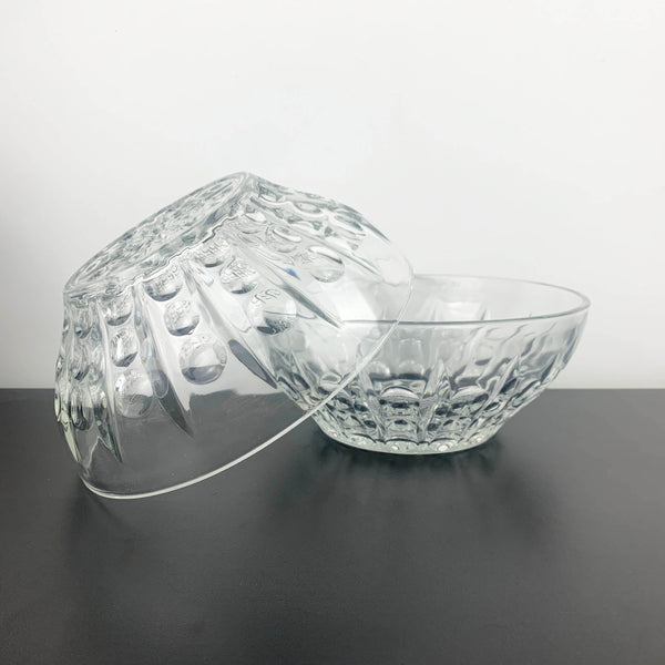 Reims France Crystal Bubble Pattern Salad Bowls - Set of 2