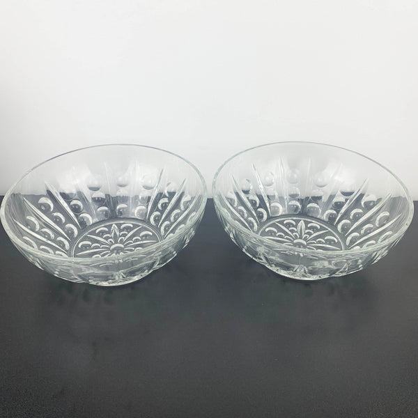 Reims France Crystal Bubble Pattern Salad Bowls - Set of 2