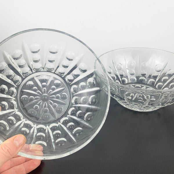 Reims France Crystal Bubble Pattern Salad Bowls - Set of 2