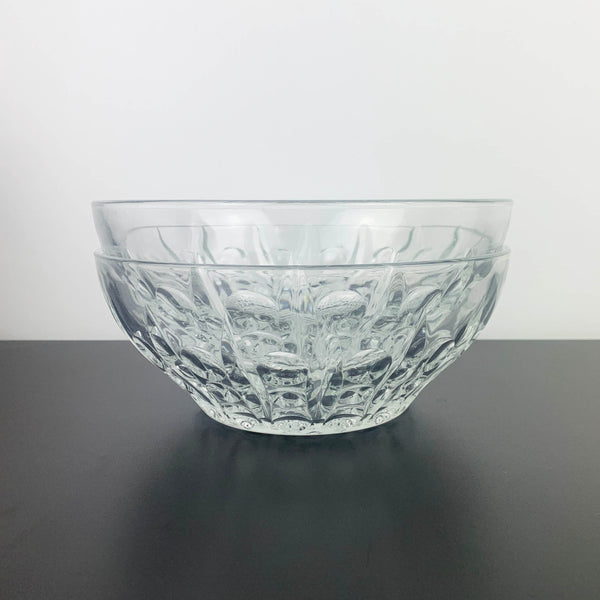 Reims France Crystal Bubble Pattern Salad Bowls - Set of 2