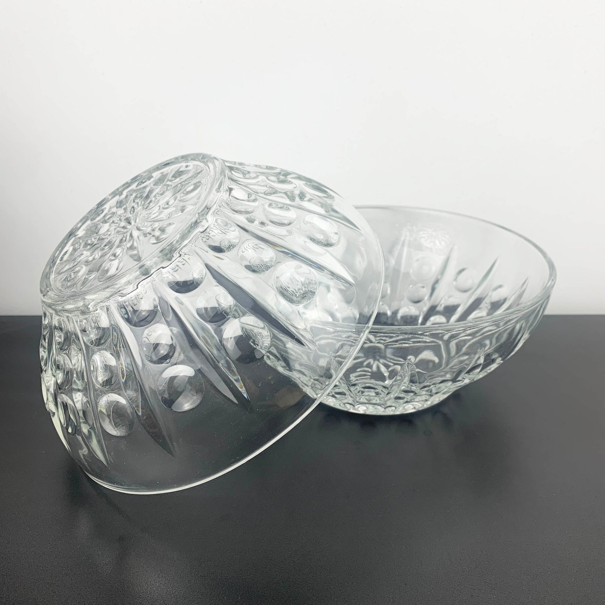 Reims France Crystal Bubble Pattern Salad Bowls