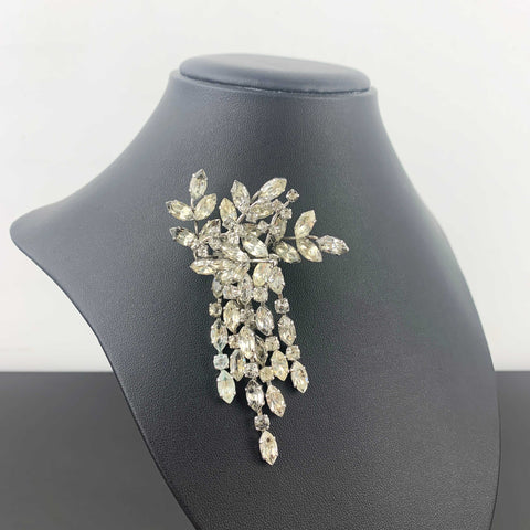 1950's rhinestone multi drop floral style brooch