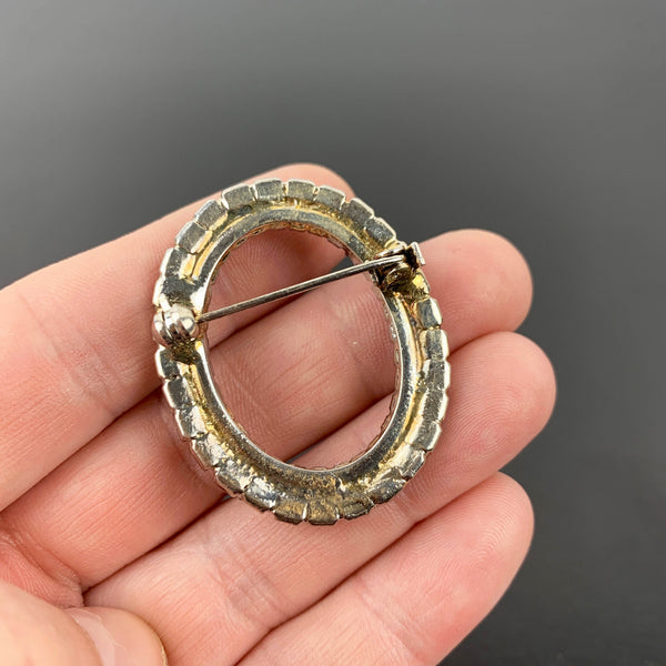 Austrian rhinestone oval brooch