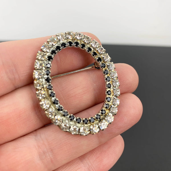 Austrian rhinestone oval brooch