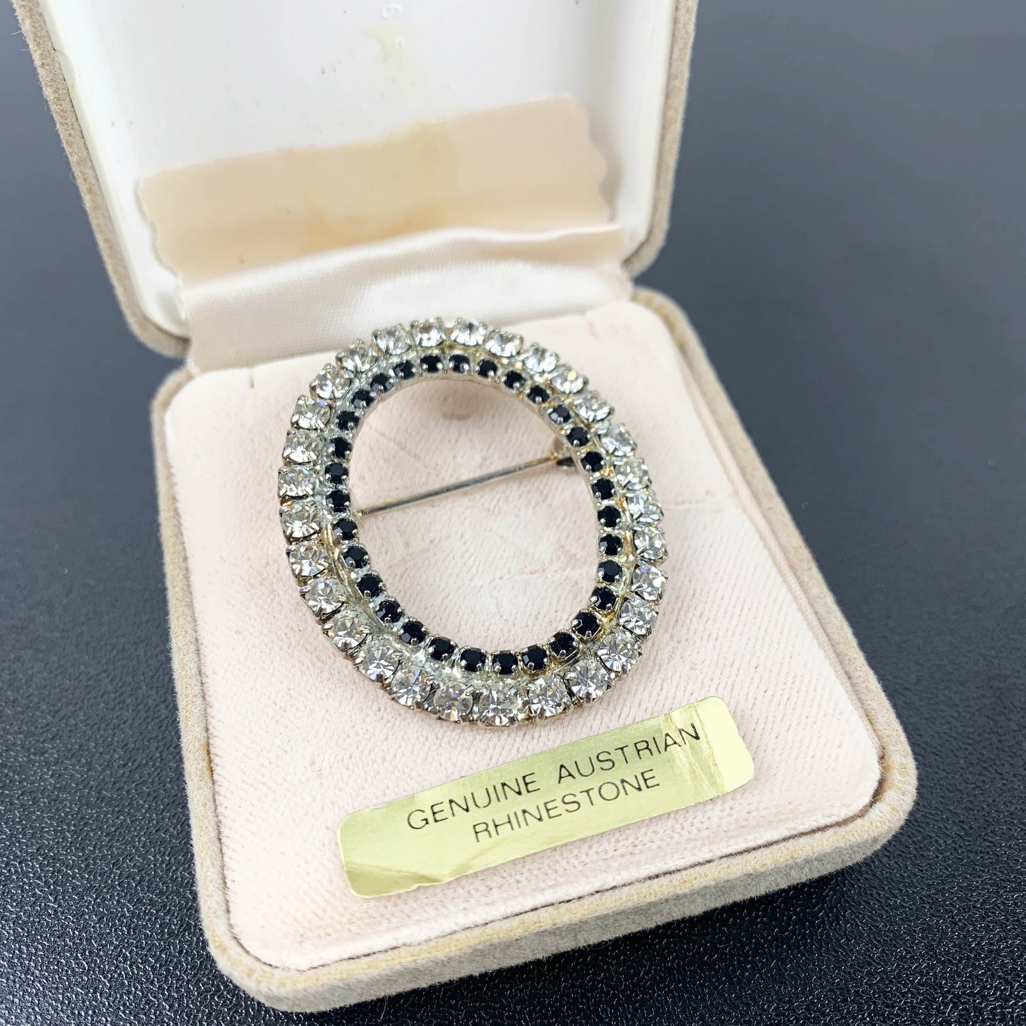 Austrian rhinestone oval brooch