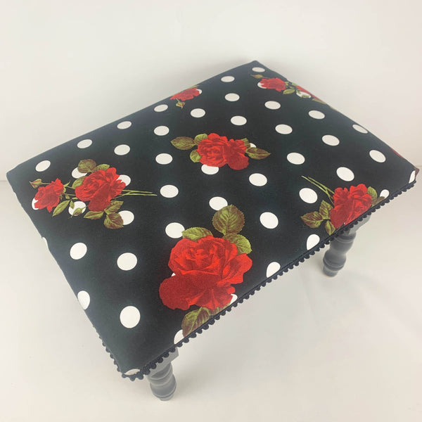 Refurbished upholstered footstool with internal storage