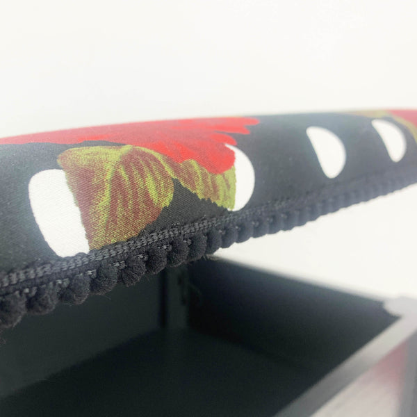 Refurbished upholstered footstool with internal storage