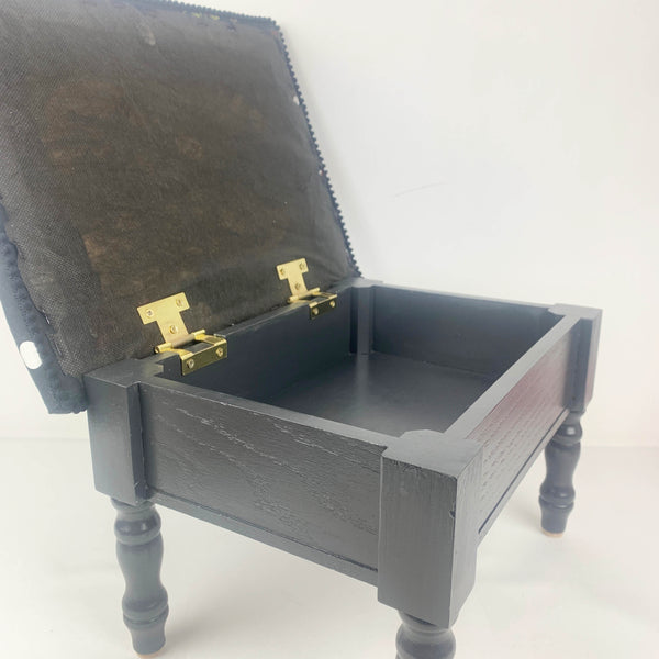 Refurbished upholstered footstool with internal storage
