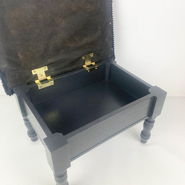 Refurbished upholstered footstool with internal storage