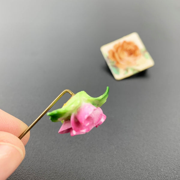 Vintage rose themed ladies pins - Set of 2