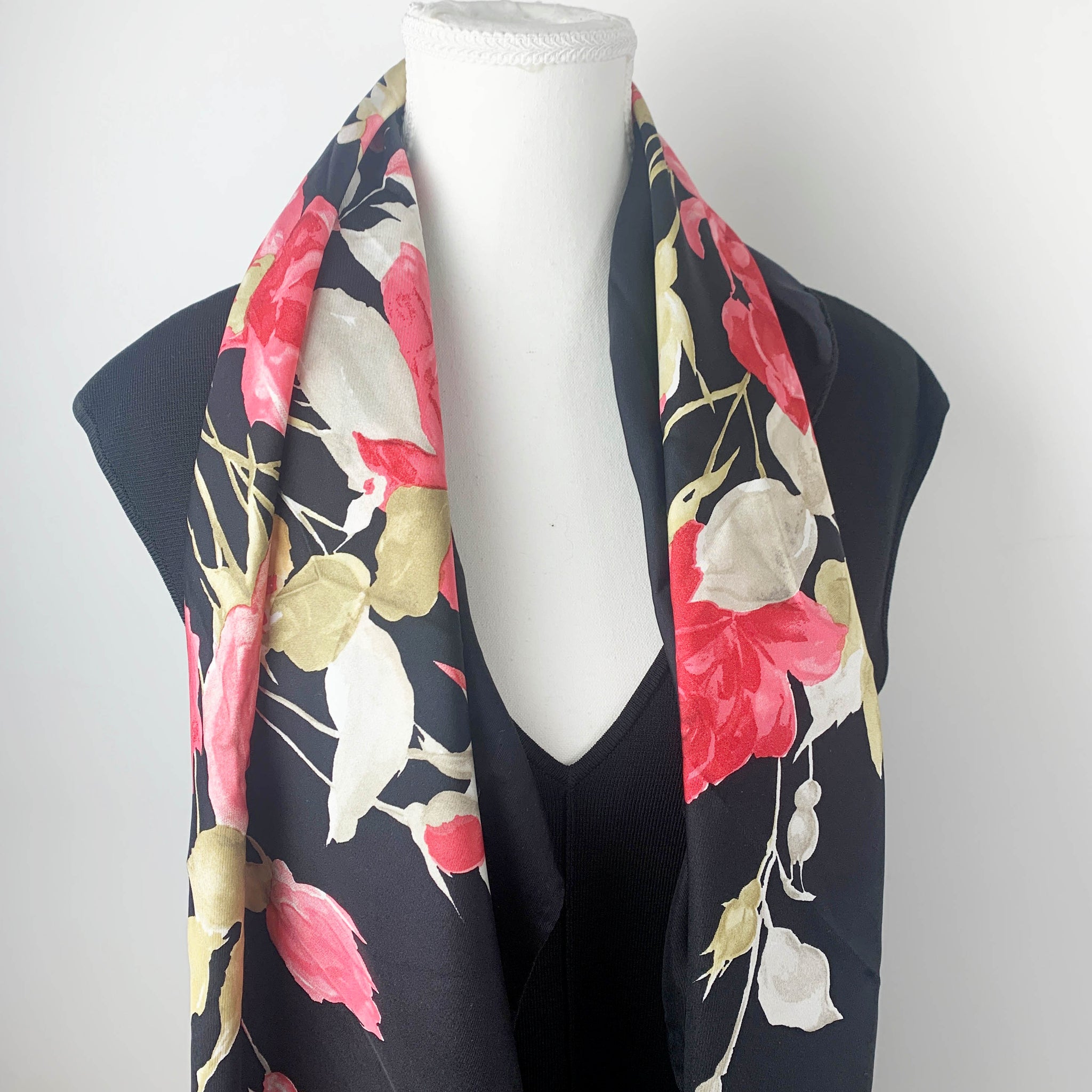 Italian silk scarf with rose print