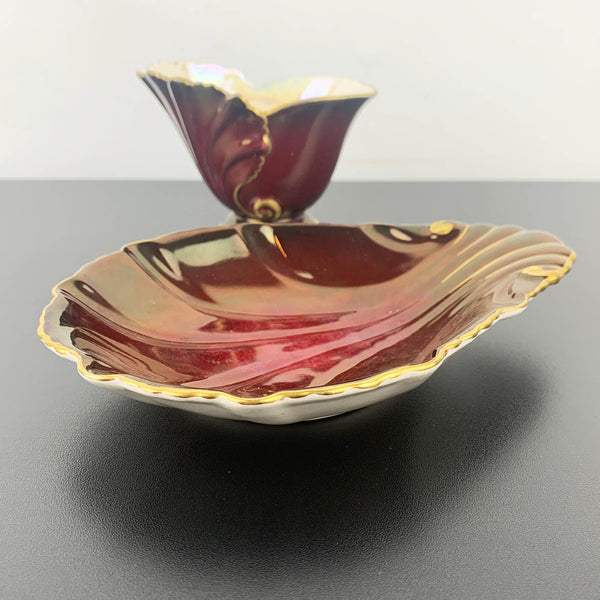 Carlton Ware 'Rouge Royale' shell dish and sugar bowl - Set of 2