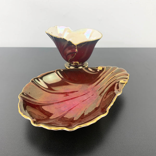 Carlton Ware 'Rouge Royale' shell dish and sugar bowl - Set of 2