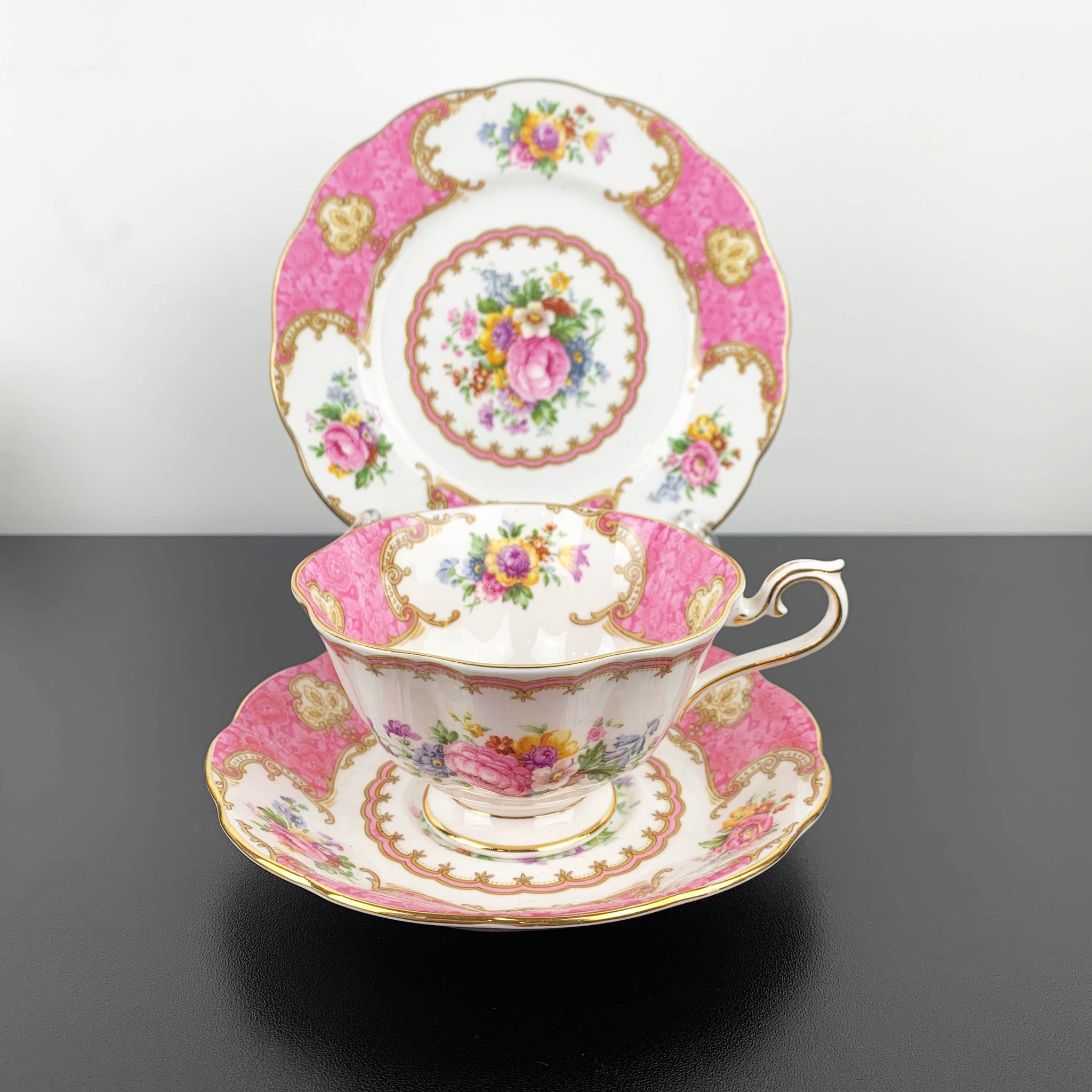 Royal Albert 'Lady Carlyle' trio - Tea cup, saucer and cake plate