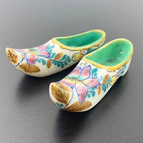 Royal Zuid Holland rare pair of ceramic clogs c.1947