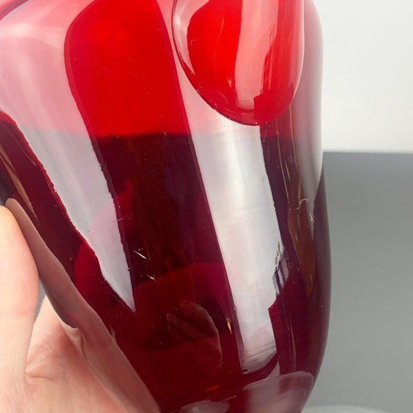 Mid century ruby red glass lemonade and cocktail set