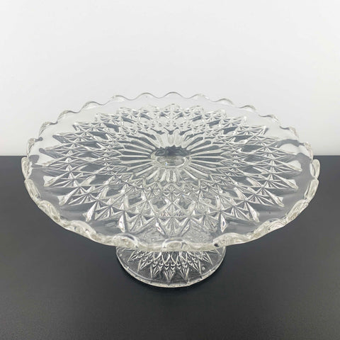 Vintage pressed glass footed cake stand