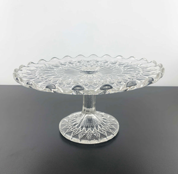 Vintage pressed glass footed cake stand