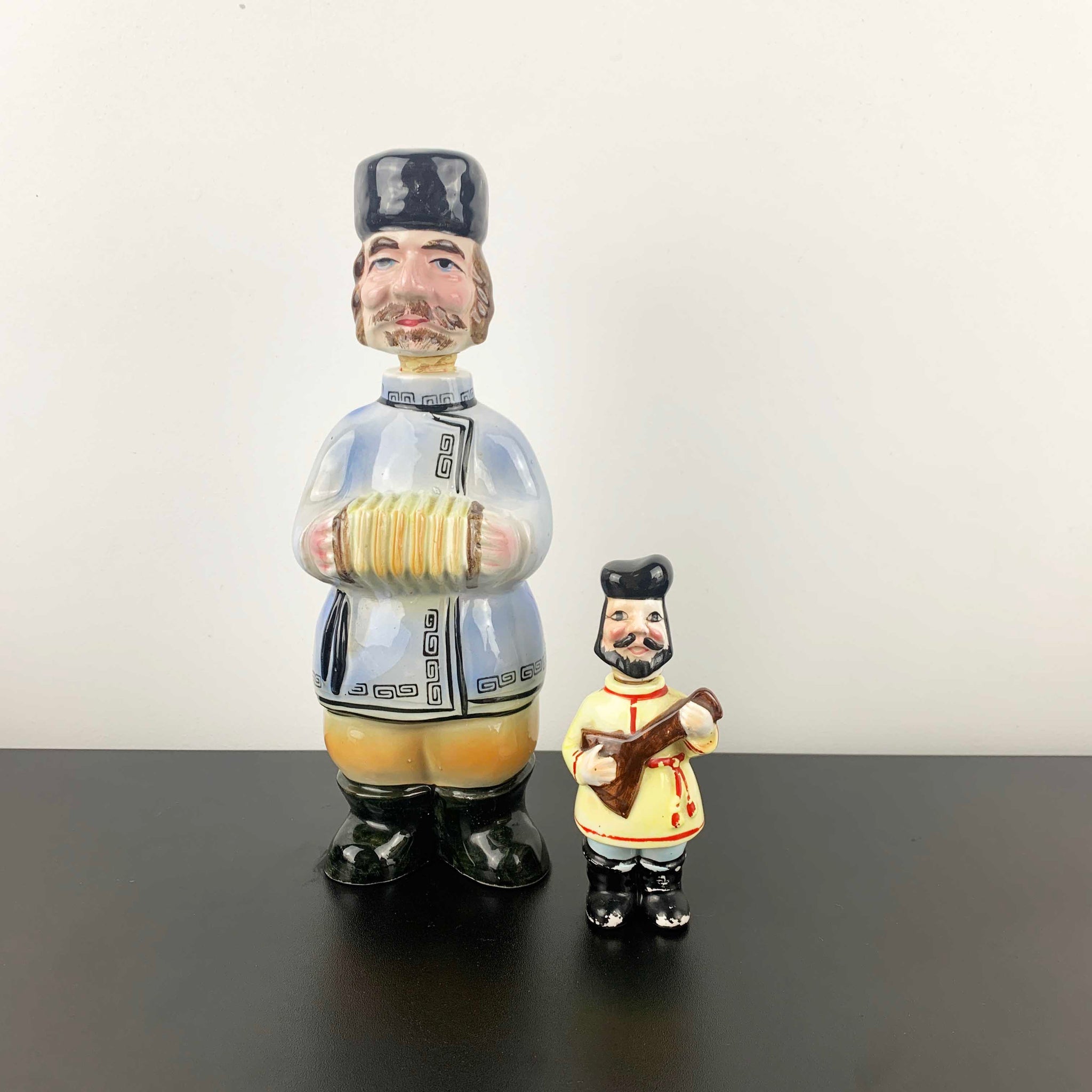 Mid century ceramic Russian collectible decanters - Set of 2