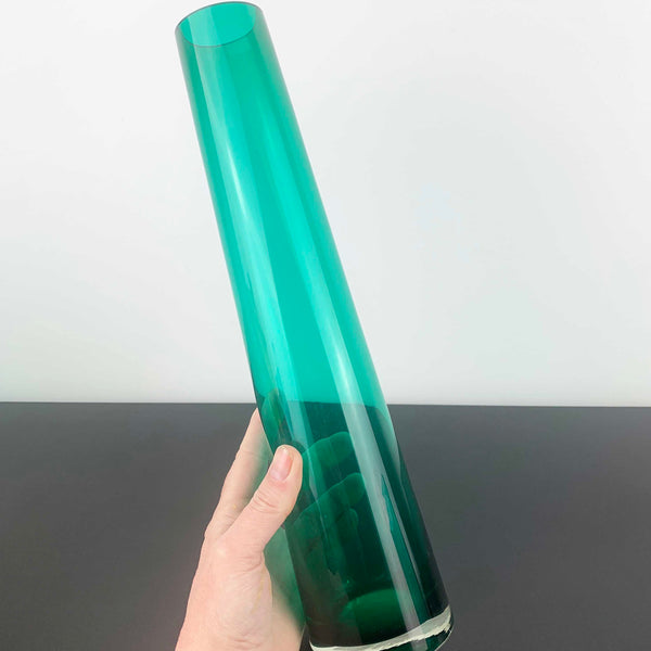 Hand Blown Glass Cylinder Vase - Sea Green