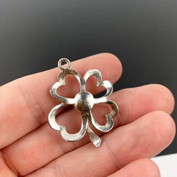 Shamrock jewellery set with stick pin and silver pendant - Set of 2