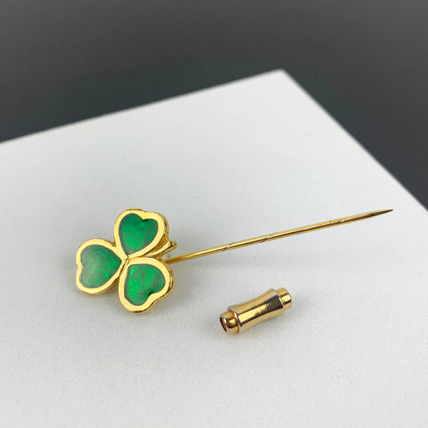 Shamrock jewellery set with stick pin and silver pendant - Set of 2