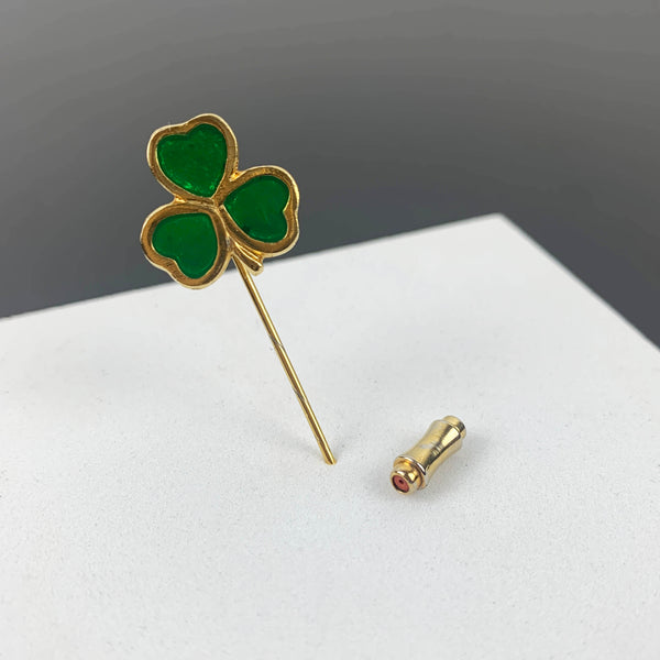 Shamrock jewellery set with stick pin and silver pendant - Set of 2