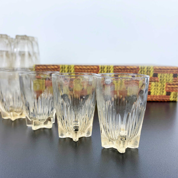 Vintage set of 18 small shot glasses in case
