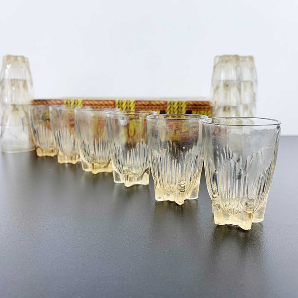Vintage set of 18 small shot glasses in case