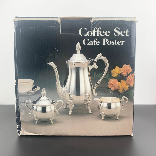 Silver plated brass coffee set NOS in original packaging/box