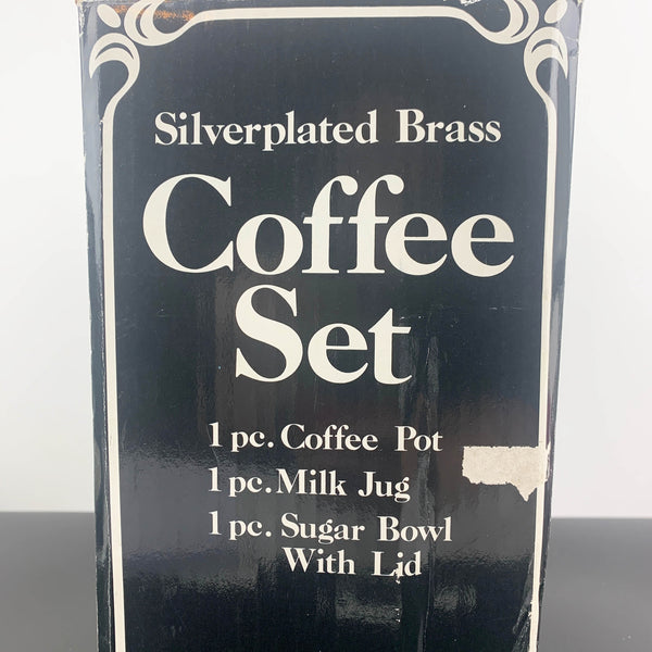 Silver plated brass coffee set NOS in original packaging/box