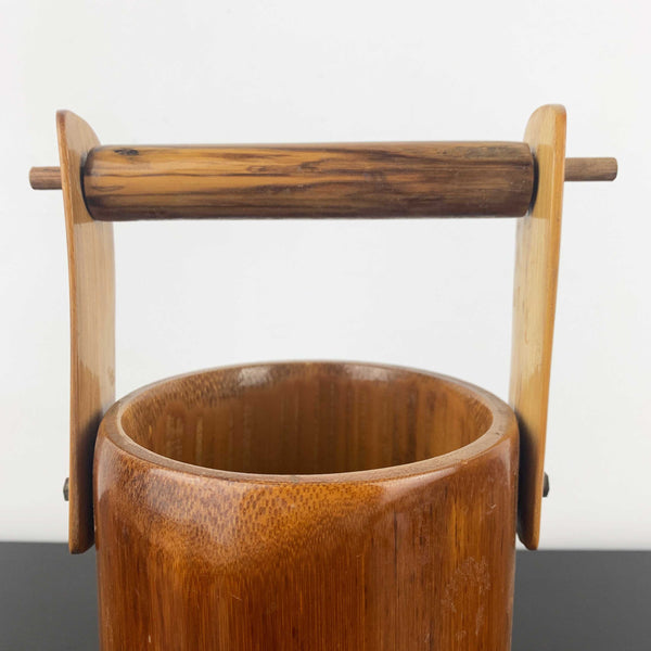 Handcrafted polished timber ice bucket with tongs