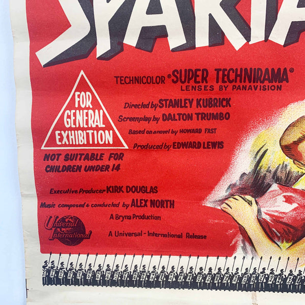 Australian original daybill movie poster - Stanley Kubrick's 'Spartacus' 1961